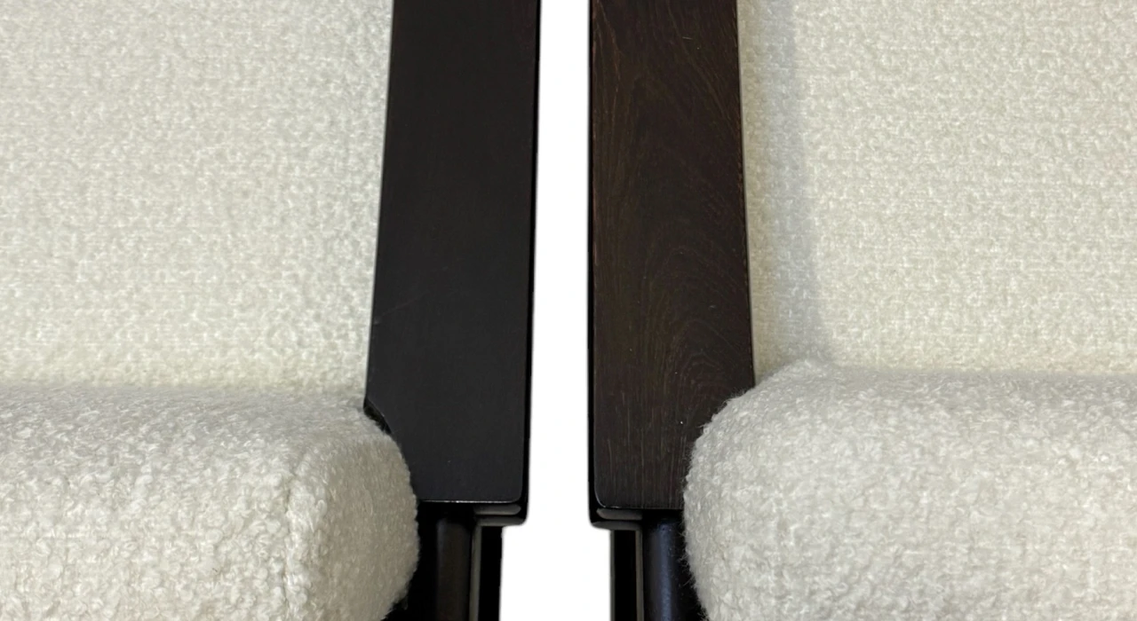 Mid-Century Modern Wenge Lounge Chairs with Bouclé Upholstery, 1970s